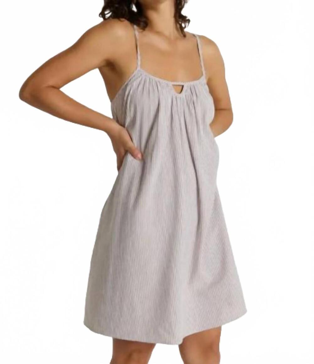 NEW NATION LTD margot seersucker mini dress in praline stripe